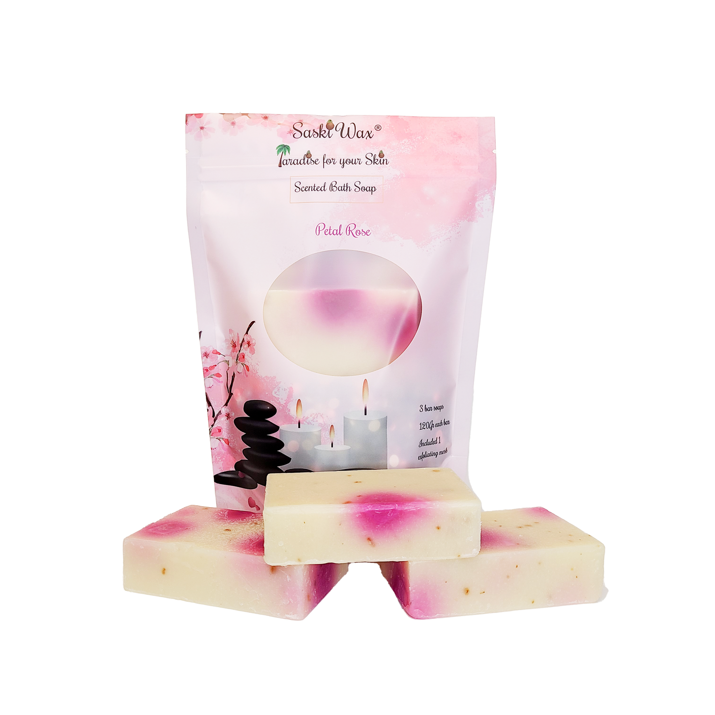 Scented Bath Soaps Petal Rose (Set of 3)