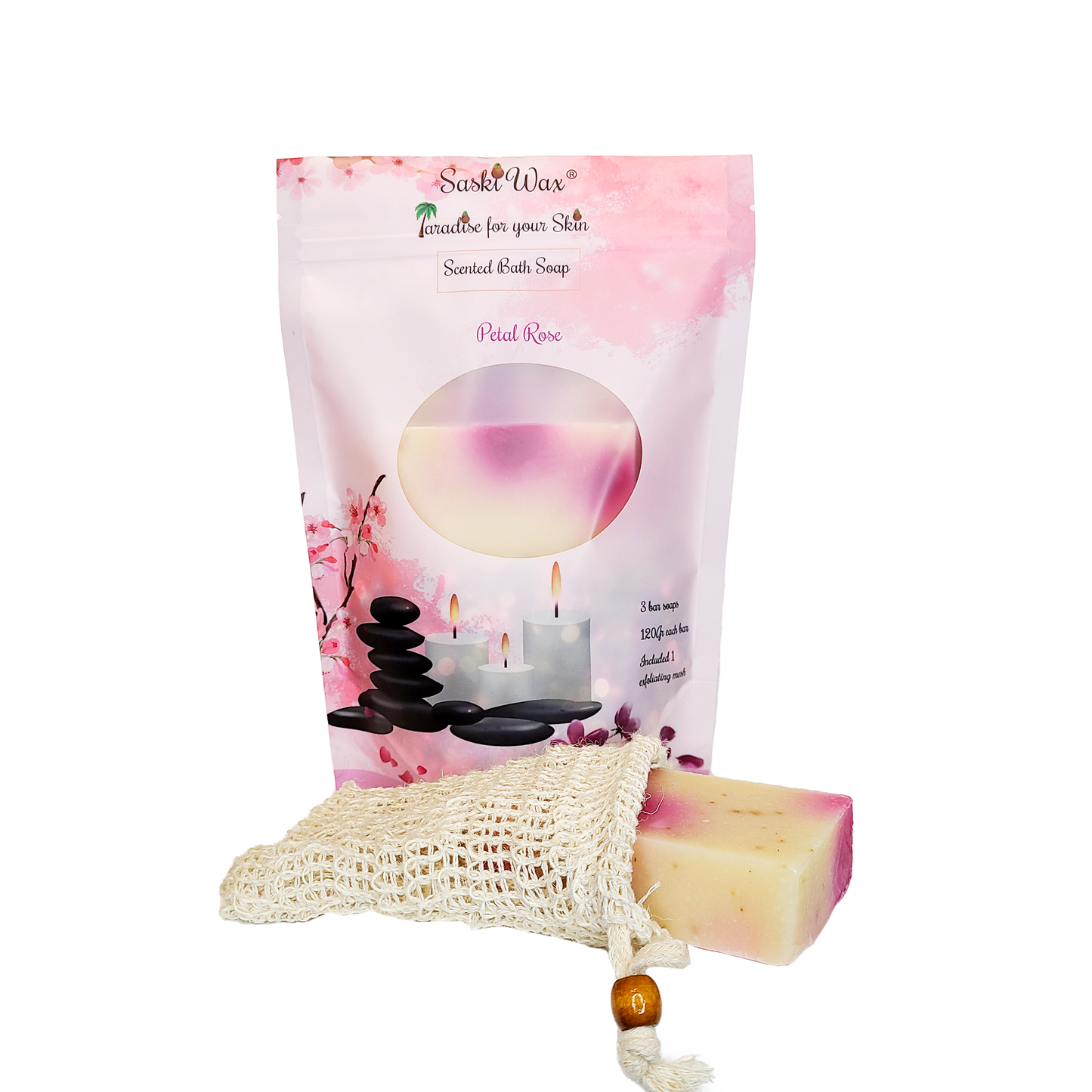 Scented Bath Soaps Petal Rose (Set of 3)
